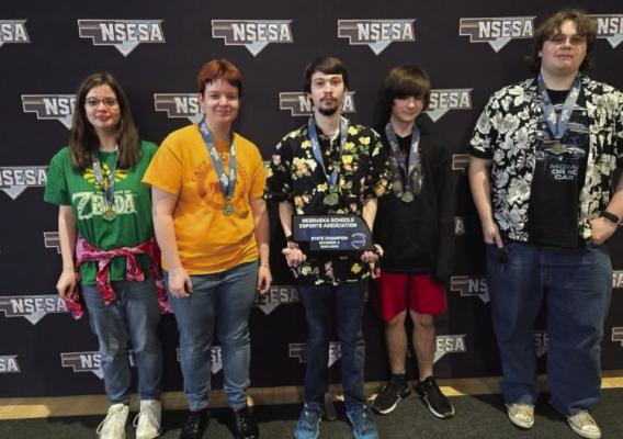 The Eustis-Farnam Esports team of Malakai White, Haley Morain, Theo Evans, Shelby Morain and Kayle Ercoli captured a State Championship Saturday when they took down Arcadia and Exeter-Milligan-Friend to State Esports competition in Mario Kart. The championships were hosted by Doane University in Crete.