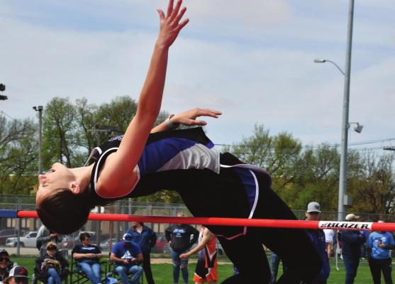 Southern Valley’s Ann Bose took another title in high jump with a winning height of 5-2 at Alma’s Dale Harsin Twilight.