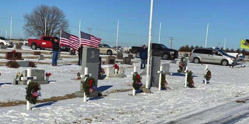 Wreaths were placed on the crosses that designate the different branches of service at the Elwood Cemetery. Wreaths were also laid at the East and West Salem Cemeteries.