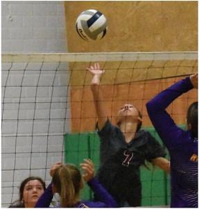 Hi-Line volleyball players pictured, clockwise beginning top left, are Malia Viter, Lauryn Ruda, Allison Wall and Ellaray Koch.