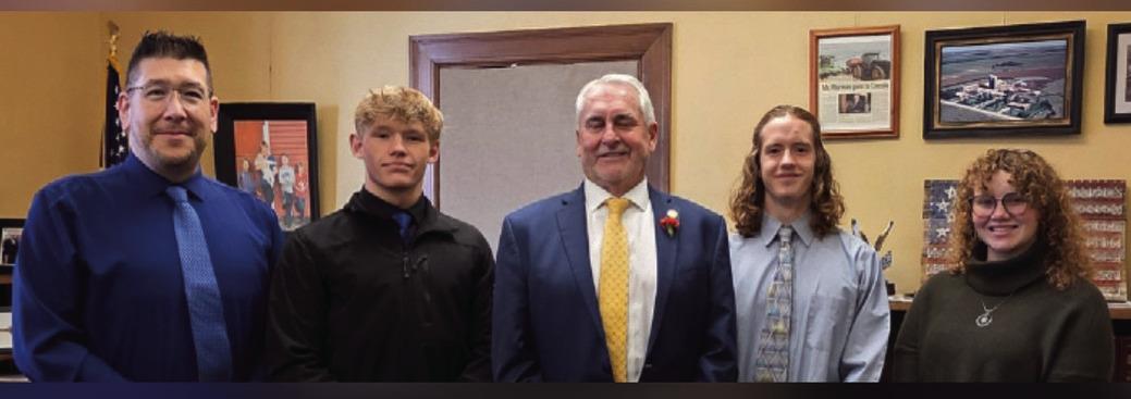 Arapahoe Board of Education member Erick Lee along with Arapahoe students Hunter Jorschumb, Thomas Magorian and Adelyn Hoefs met with District 44 Senator Dave Murman.