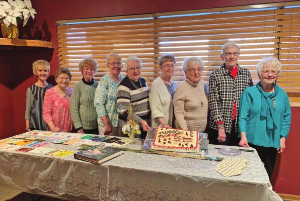 Pictured above and in attendance at their last meeting in March are: (L to R) Jeanne Schroeder, Elaine Haussler, Jeanene Faw, Susie Foster, Mary Lou Wineland, Patty Reese, Betty McKinney, Ida Mae McBride and Judy Maline.