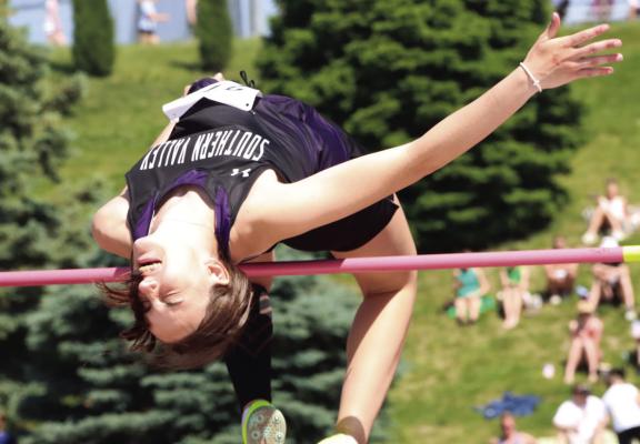 Southern Valley’s Ann Bose won the Class D girls’ high jump by having the least amount of misses by 5’4”.
