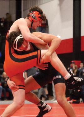 Southern Valley’s Sam Bantam takes down Cambridge’s Russell Norton.