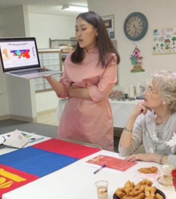 Sunshine Village residents enjoyed a program by arapahoe exchange student