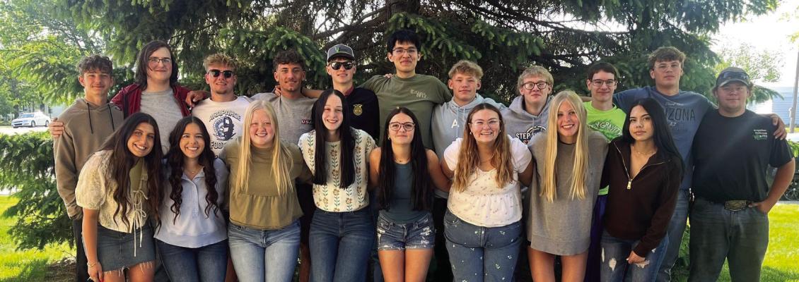 The Arapahoe Senior Class breakfast was held on Friday May 15th. Class members are Front l-r: Annika Wasenius, Lauren Moore, Brooke Wendland, Ryleigh Tidyman, MaKenna Schrock, Isabelle Roberts, Emma Strand and Daniela Del Rosario Munoz. Back l-r: Cian Mc-Corkle, Colt King, Dristen Warburton, Hayden Sich, Konner Shifflet, Andres Kiran Castro Valdez, Hunter Jorschumb, Jordan Holstein, Landen Hoefs, Branson Soncksen and Kolter Eidson. Not available for photo was Kade Fisher, Chloe Gooden and Aliyah Melhus