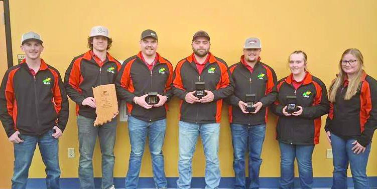 NCTA Crops Team at Purdue (L-R): Sean Lucas, Baley, CO; Easton Finch, Paxton; Tyler Keener, Mitchell; Owen Harb, Grand Island; Jay Mintling, Hayes Center; Leah Schutz, Elwood; and Delany Salm, Kendall, WI.