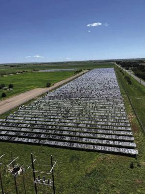 Hail destroyed this solar farm near Scottsbluff.