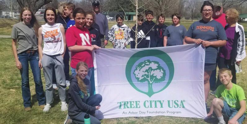CAMBRIDGE - Arbor Day in McKinley Park. Mr. Sawyer and Mrs. Gunderson brought the sixth grade class to plant a tree and were joined by members of the Park Board and Mayor Gunderson, who read the Proclamation.
