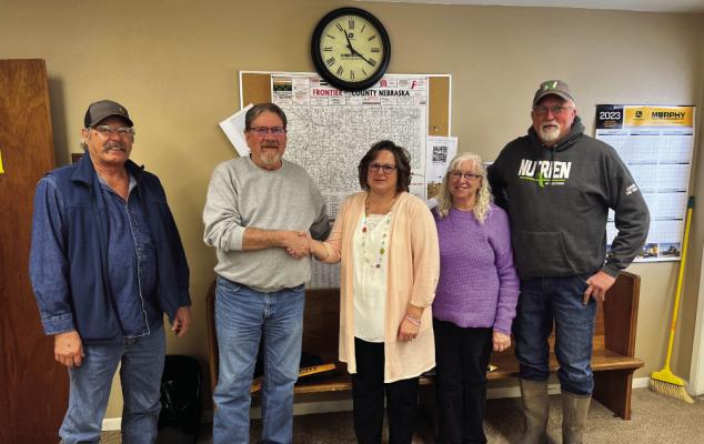 (Left to Right) J.R. Houser, Commissioner, Steven J. Hall, Chairman of the Board of Commissioners, Leslie Blank, Treasurer, Carleen Crawford, former Treasurer and Kevin Owens, Commissioner.