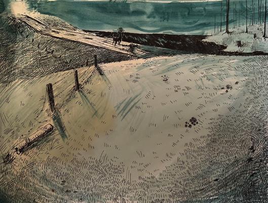 Southern Valley Medal winner: Lily Jordan, “Stop Calling” Acrylic; 1st Honorable Mention: Kallie Felzien, “Lanturn Ride” Acrylic; 2nd Honorable Mention: Lily Jordan, “Oh Deer” Ink; 3rd Honorable Mention: Tate Weatherwax, “Wheat Fields” Mixed Media