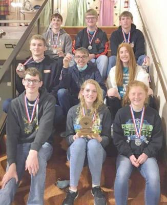 Members of the State-qualifying Cambridge High School Quiz Bowl team are pictured as follows, from left: front row - Dylan Downer, Lilly Sayer, Megan tenBensel; second row - Bobby Evans, Shane Horwart, Autumn Deterding; back row - Zach McArthur, Ian Tomlin, Wyatt Ervin.