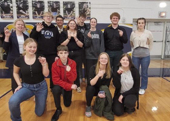 AHS Speech Results from the Elm Creek Invitational: Isabelle Roberts: 2nd V Serious ; Aliana Leising: 2nd N informative; Layton Hamel: 5th N Humorous; Romalie Williamson: 3rd N poetry;Bobbie Dunn: 5th V POI; Hailey DeVries: 3rd N persuasive; Layton Hamel, Isabelle Roberts, Drew Hermes, Jordan Holstein, & Ryleigh Tidyman: 4th V OID.  Arapahoe also placed 4th in team sweepstakes!
