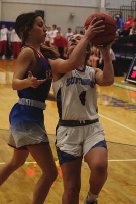 Allison Van Pelt looks to score inside.