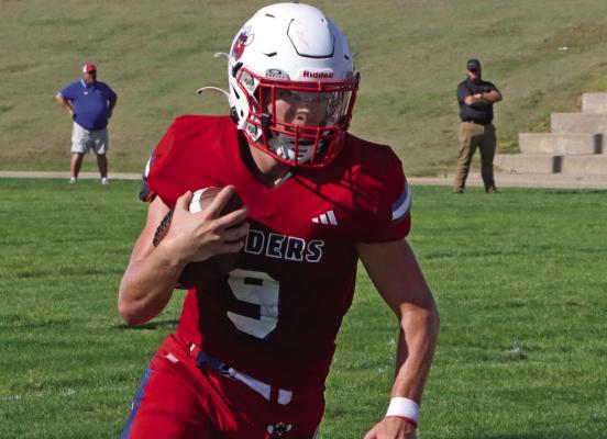Medicine Valley’s Mason Roblee ran for two touchdowns in the victory over SEM Friday.
