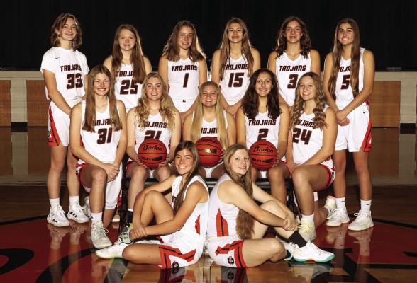 The Cambridge Girls Basketball team is pictured, from left, first row: Rachel Harris, Aspen Webb; second row Erin Johnson, Lilly Sayer, Breelle Miller, Jacey Kent, Brylyn Springer; back row JoLie Farr, Emmerie Tomlin, Jensyn Weiss, Annabelle Taylor, Mallory Springer, Jalen Kent. Photo Courtesy of H20 Photography.