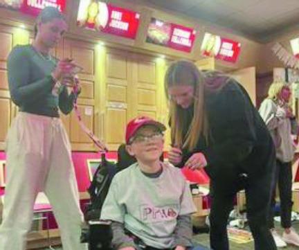 “The smile of a child is the heart’s sunshine, transforming moments into memories.” February 15, 2024 provided an opportunity for Elwood’s four students involved in Pirates Providing Hope (students with rare diseases) to go to UNL for the day to visit some Husker athletes, thanks to UNL Athletic Department, Stacy Burling, Marissa Popoola,UNL Student Athletes.