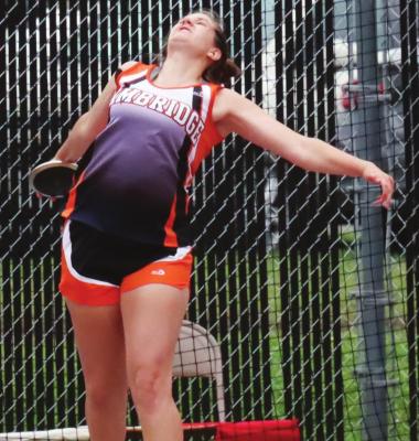 Cambridge’s Schyler Hoberty competed in discus at the Class D State Track &amp; Field Meet.