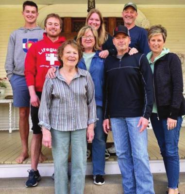 Front row: Gloria Hilton, Neil and Pam Hilton; middle row: Joe Taylor, Andela Taylor; back row: Grant Hilton, Olivia Taylor, Dave Taylor