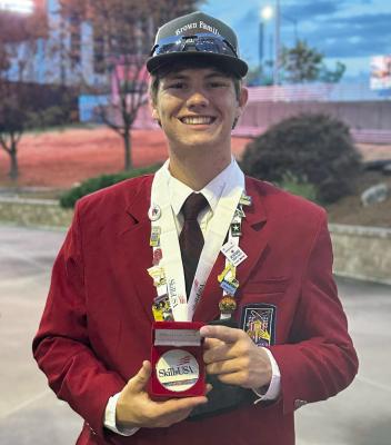 Trevor Brown, who is majoring in the heavy equipment operator technician (HEOT) program at CCC-Hastings, won a silver medal in the college heavy equipment operation competition.