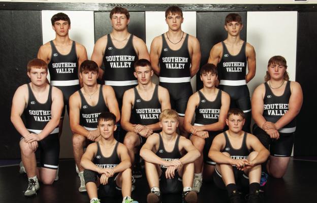 The Southern Valley Boys Wrestling: Back row L to R: Sam Bantam, Colby Noel, Nate Grilli, Chase Hamilton Middle: Bennet Jorgenson, Preston Horwart, Hayden Lans, Sully Bantam, Trey Broeker Front: Bryton Stalder, Dean Collins, Keaton Broeker Not Pictured - Ryan Engels