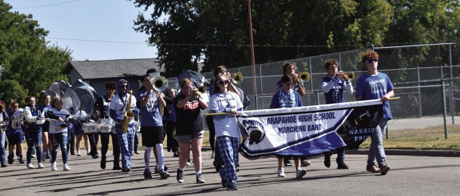 Homecoming festivities held at Arapahoe on Friday included crowning royalty, pep rally, parade and football game; dance held on Saturday