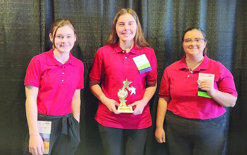 Elwood’s FCCLA chapter had a great week at State FCCLA! Aliyah Wilken (left), senior placed first in the Knowledge Bowl test for Child Development and Parenting. Sophomore Kassandra Salisbury (right) earned a bronze with her STAR project on Career Investigation. Eighth grader Kara Brockman (middle) received a First Gold in Promote and Publicize FCCLA and will be heading to the National FCCLA competition in July.