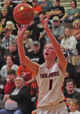 Paige Kumpe launches a corner jumper.