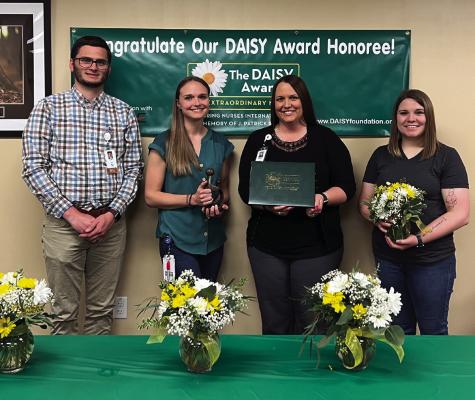 Pictured are: Clay Jordan, Chief Nursing Officer; Justine Brott, RN; Jessica Fisher, CEO; and Ashlee Minard, RN.