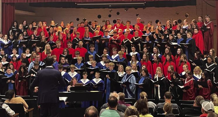 The RPAC East Choral Clinic was held in Cambridge Monday with students from Alma, Arapahoe, Bertrand, Cambridge, Elwood, Eustis-Farnam, Southern Valley and Southwest in attendance. Students worked with guest clinician Christian Yost of Hastings High School throughout the afternoon before presenting a concert Monday night.