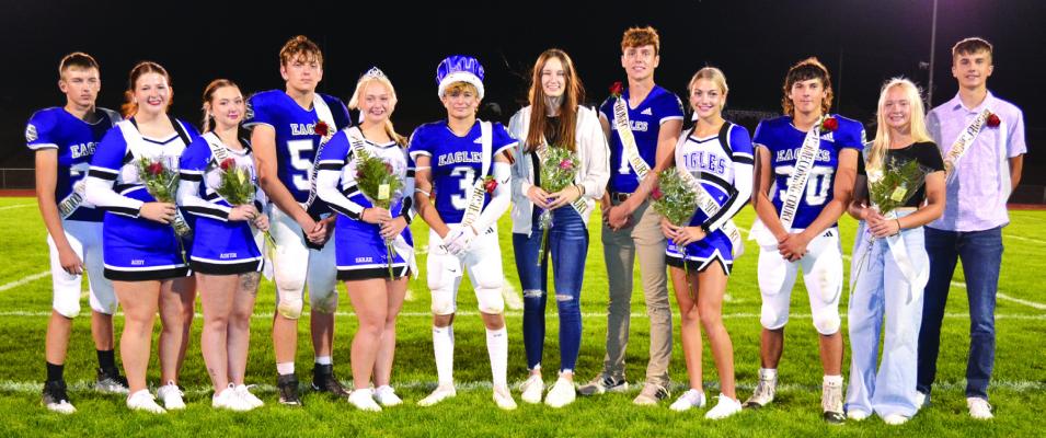 Pictured left to right: Hayden Lans, Addelyn Warner, Ashton Kirkendall, Gabe Grove, Sarah Holste (Queen), Braxton Hammond (King), Ann Bose, Kamden Bose, Adi Hunt, Sam Bantam, Natalee Holste, Isaac Hamilton.