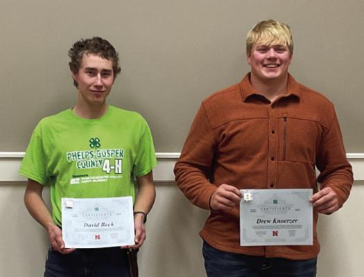 David Beck and Drew Knoerzer were presented Ten-Year pins and a certificate at the 4-H banquet.