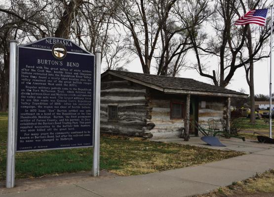 The historical marker for Burton’s Bend as its set in Holbrook’s park on Highway 6/34.