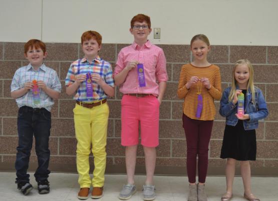 Furnas County 4-H speech contestants do well at public contest. (L-R) Silas Gerlach, Asher Gerlach, Micah Gerlach, Kinley Christensen and Emma Houser.