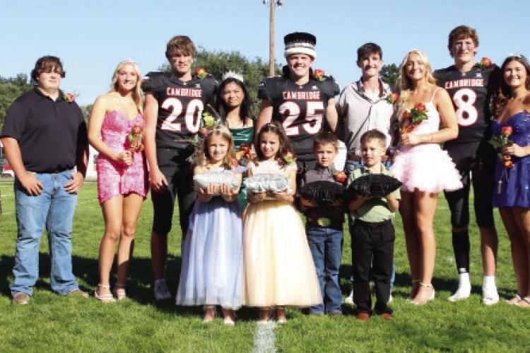 King Ben Harris and Queen EJ Velasquez. Junior attendant Kylie Koeppen. Senior attendants Grace Andrews, Tate Cobb, Joslyn Holtze, Roy Hoelscher, Braden Sandfort, Brooklyn Holtze, Kaden Klumpe, Elisabeth Kubik. Junior attendant Braxton Mitchell. Crownbearers were Avery Carpenter, Wrenley Helms, Walter Banzhaf, Boone Ballou.