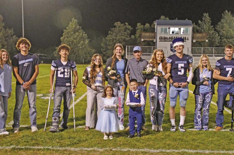 Last year’s royalty: Bellamie Stritt and Houston Billeter; 1st attendants-Jacob Barber and Madilyn Mohr; Princess-Kassidy Vaughan and Prince-Breyer Lampe; Queen-Elizabeth Neseth and King-Deric Kelley; 2nd attendants-Abigail Sedlacek and Gage Hammond. Front: Crown Bearers-Stella Loibl and Wesley Burton