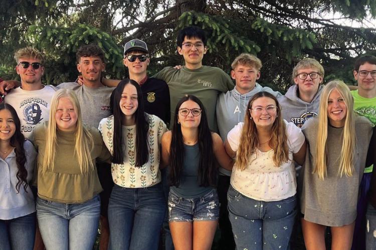 The Arapahoe Senior Class breakfast was held on Friday May 15th. Class members are Front l-r: Annika Wasenius, Lauren Moore, Brooke Wendland, Ryleigh Tidyman, MaKenna Schrock, Isabelle Roberts, Emma Strand and Daniela Del Rosario Munoz. Back l-r: Cian Mc-Corkle, Colt King, Dristen Warburton, Hayden Sich, Konner Shifflet, Andres Kiran Castro Valdez, Hunter Jorschumb, Jordan Holstein, Landen Hoefs, Branson Soncksen and Kolter Eidson. Not available for photo was Kade Fisher, Chloe Gooden and Aliyah Melhus