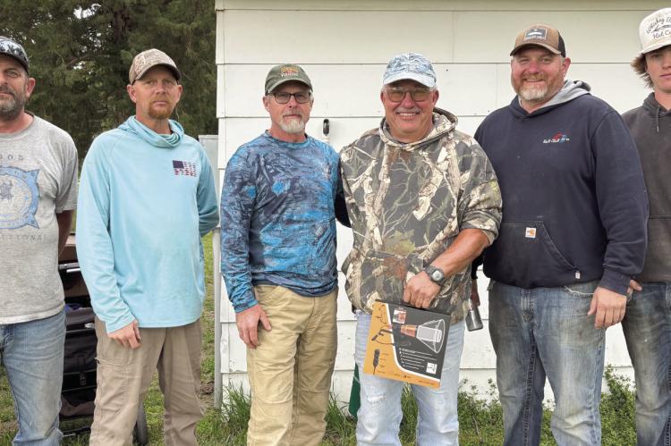 2026 Carp Shoot Winners L-R: Drew Kunth, Brandon Mcchesney, Darren Andrews, Phil Buford, Robert Miller, Madox Miller