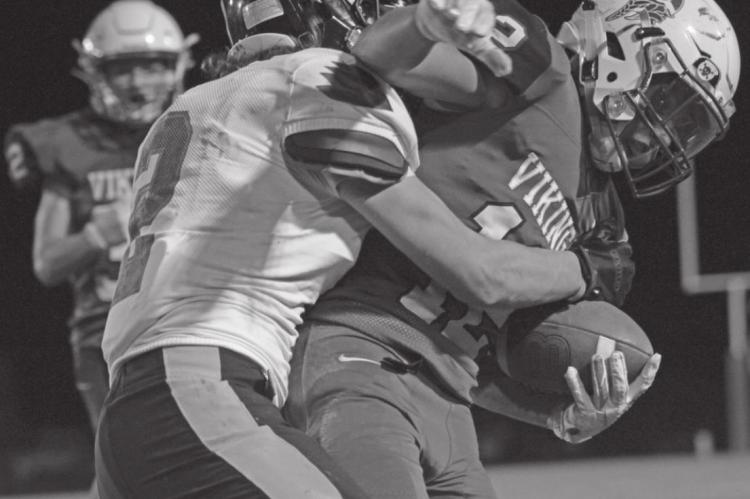 Southern Valley’s Mason Noel brings down a Bertrand runner.