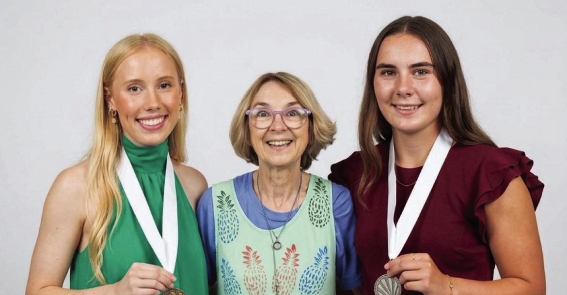 Pictured are Olive Clark, Barb Lund-Irvin (scholarship sponsor) and Kara Brockman.