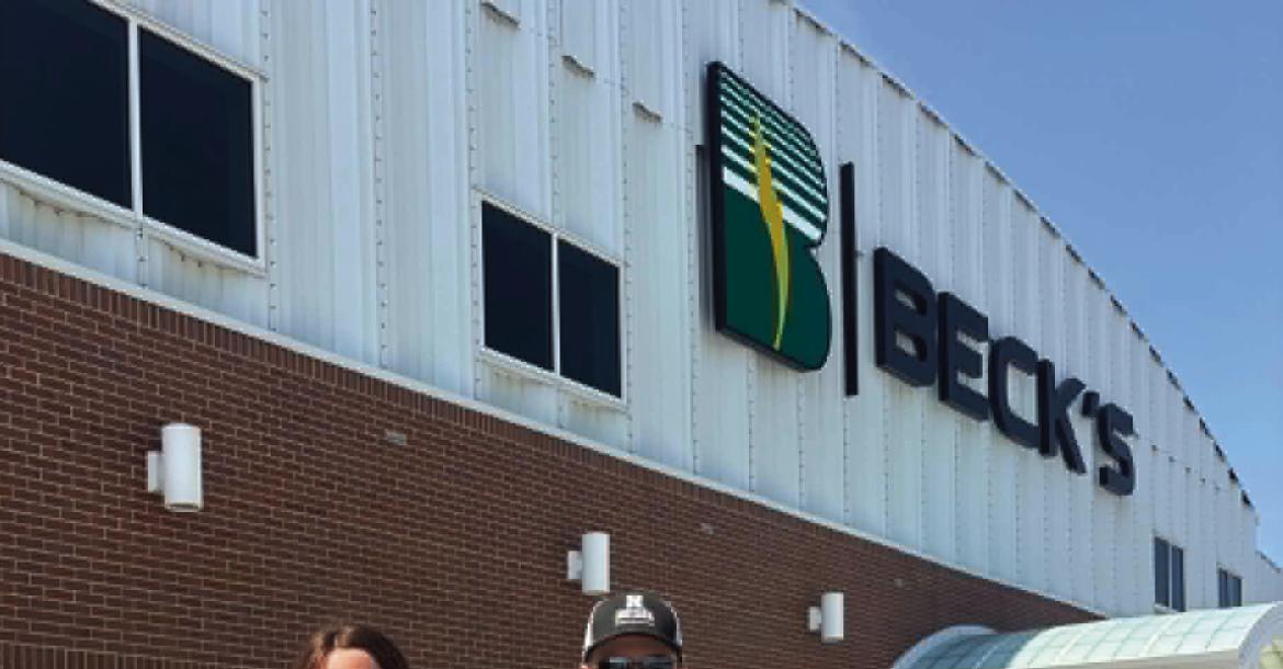 Gracelynn McConville from Cambridge/Indianola and Macaiah Barber from McCook experienced Beck's Practical Farm Research Tour near Goehner, where they explored a wide range of current agronomic research.