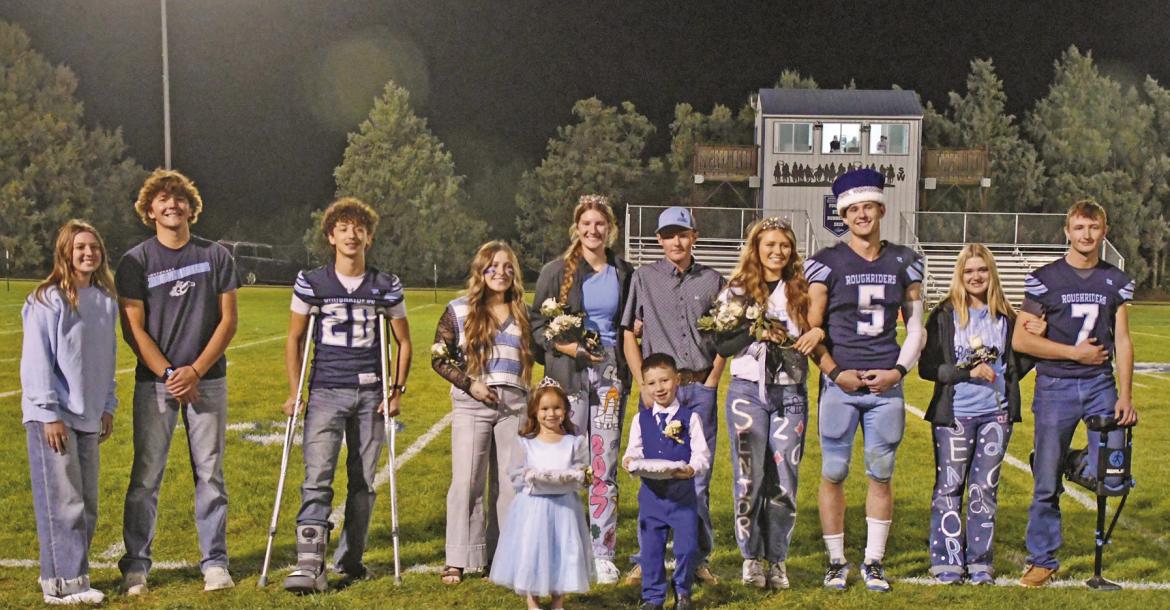 Last year’s royalty: Bellamie Stritt and Houston Billeter; 1st attendants-Jacob Barber and Madilyn Mohr; Princess-Kassidy Vaughan and Prince-Breyer Lampe; Queen-Elizabeth Neseth and King-Deric Kelley; 2nd attendants-Abigail Sedlacek and Gage Hammond. Front: Crown Bearers-Stella Loibl and Wesley Burton