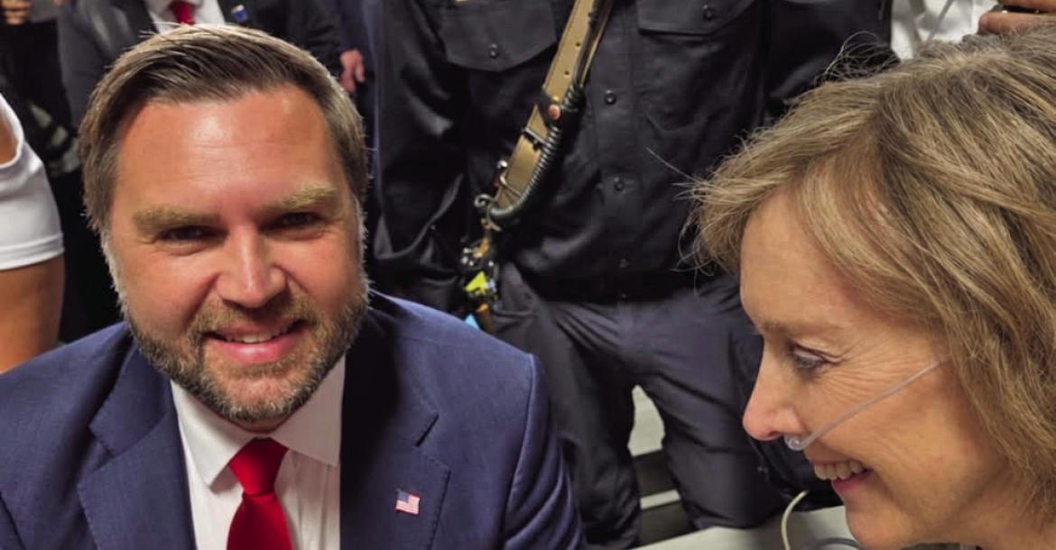 Vice President JD Vance met with Bartley’s Kathy Hansen following his rally in North Platte Thursday.